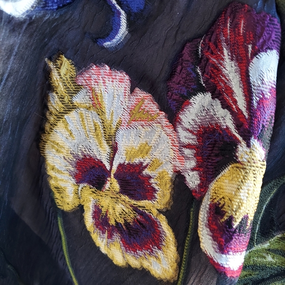 $5,990 OSCAR DE LA RENTA BLACK FLORAL FIL COUPE SILK BLEND DRESS US 14 - Picture 12 of 16